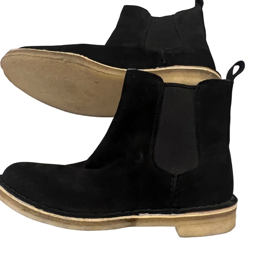 Clarks Desert Peak Black Leather Chelsea Boots Crepe Sole 26127356 Womens 6M